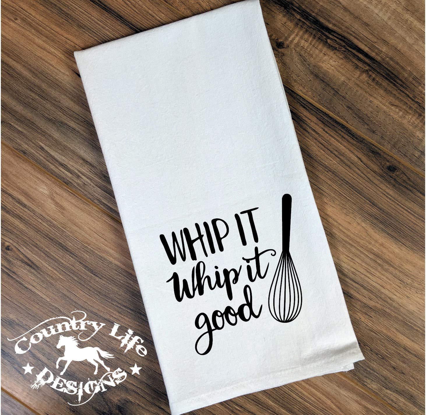 Funny Flour Sack Tea Towel - Whip It Whip It Good Kitchen Towel for Baking, Cooking & Decor | Perfect for Tea Parties, Farmhouse Kitchens & Funny Gifts