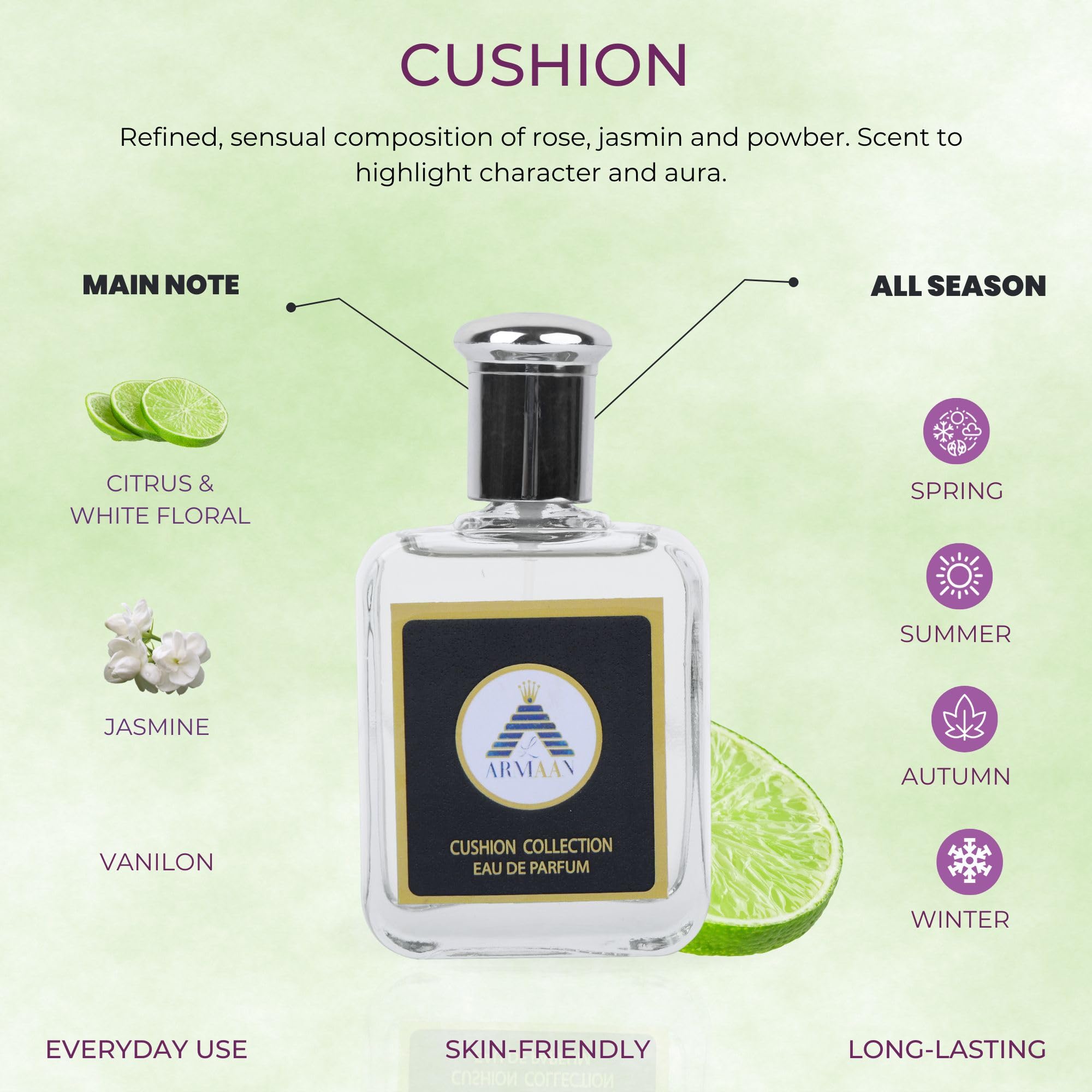 LARMAAN Men's Perfume 50ml - Eau De Parfum with Rose & Jasmine Scent | Long Lasting Luxury Fragrance | Perfect for Date Night, Office & Special Occasions