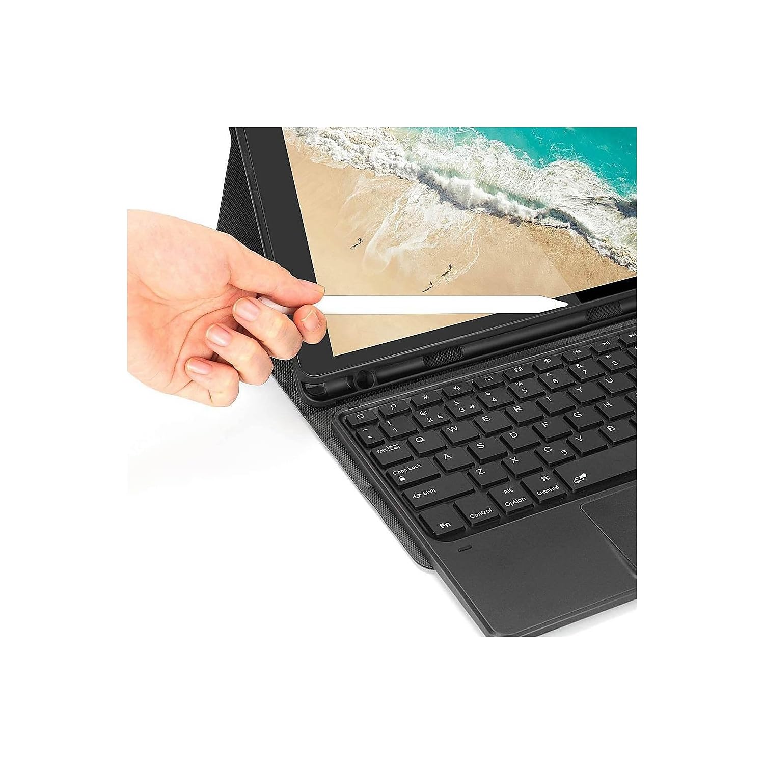 SaharaCase Shockproof Bluetooth Keyboard Case with Mouse Pad for Apple iPad 10.2 Inch (9th Generation 2021) - Heavy Duty Rugged Protection, Anti-Slip Design & Integrated Kickstand - Black | Perfect for Work, Travel & Outdoor Use