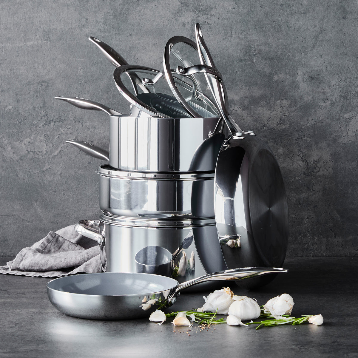 Valencia Pro 10-Piece Stainless Steel Cookware Set - Nonstick Pots and Pans for Induction, Gas & Electric Stoves - Perfect for Home Cooking, Professional Kitchens & Restaurant Use
