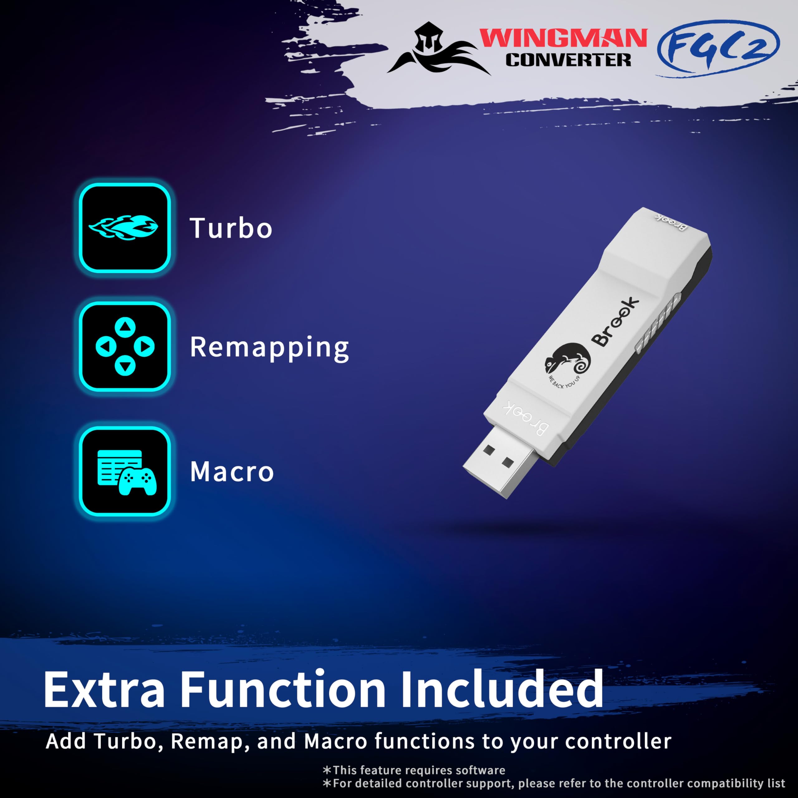 Brook Wingman FGC2 Converter - Arcade Joystick to PS5 & PC Gamepad Adapter | Compatible with All PS5 Games | Perfect for Fighting Games & Esports Tournaments