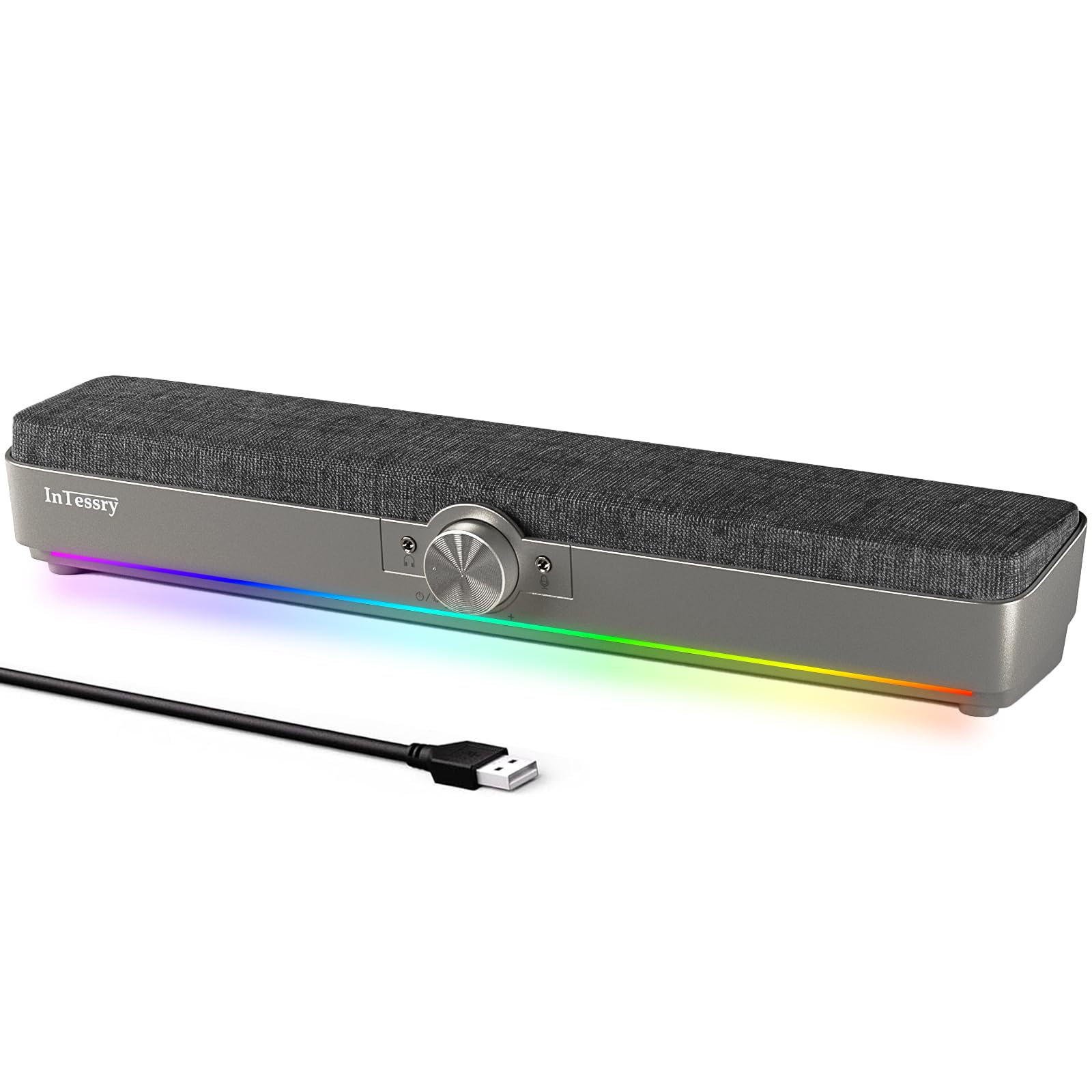 Premium Bluetooth Computer Speakers with HiFi Stereo Bass & RGB Lighting - USB Powered Soundbar for PC, Laptop, Monitor - Perfect for Gaming, Home Office & Entertainment