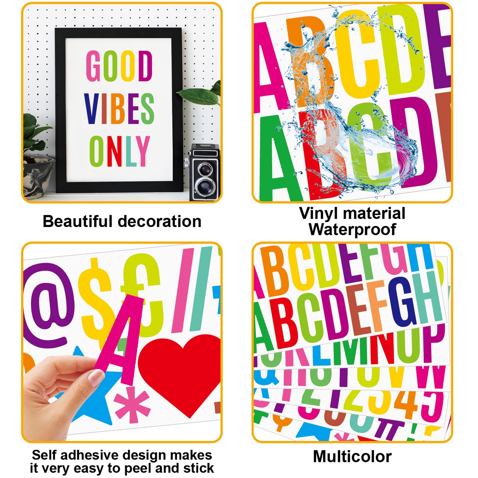 Bemeol 500-Piece Large Alphabet Letter Stickers (2.5 Inch) - Self-Adhesive Bulletin Board Letters for Mailbox, Door, Classroom & Home Decor - Perfect for DIY Projects, School Activities, and Wall Organization