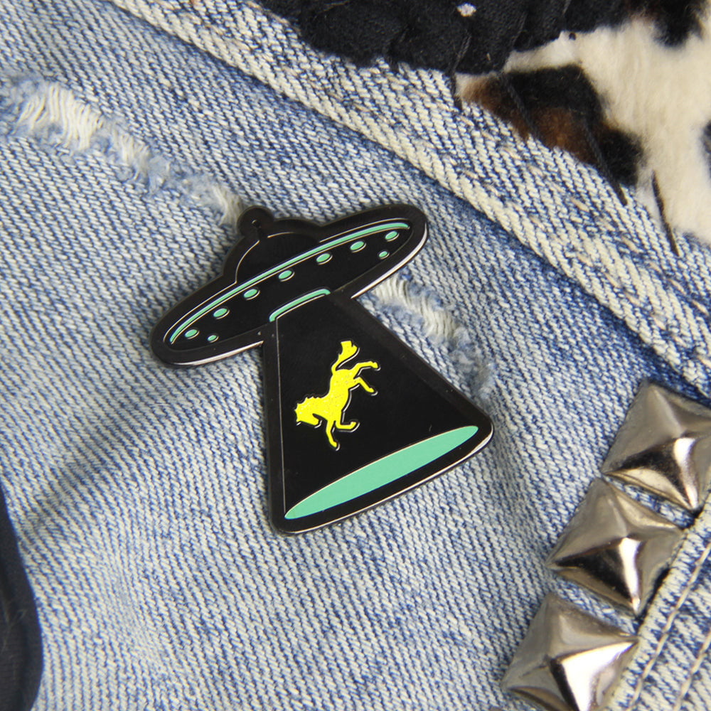 Abduction Pony Pin - Cute UFO Alien Horse Enamel Lapel Pin - Perfect for Backpacks, Jackets & Gifts for Sci-Fi Fans