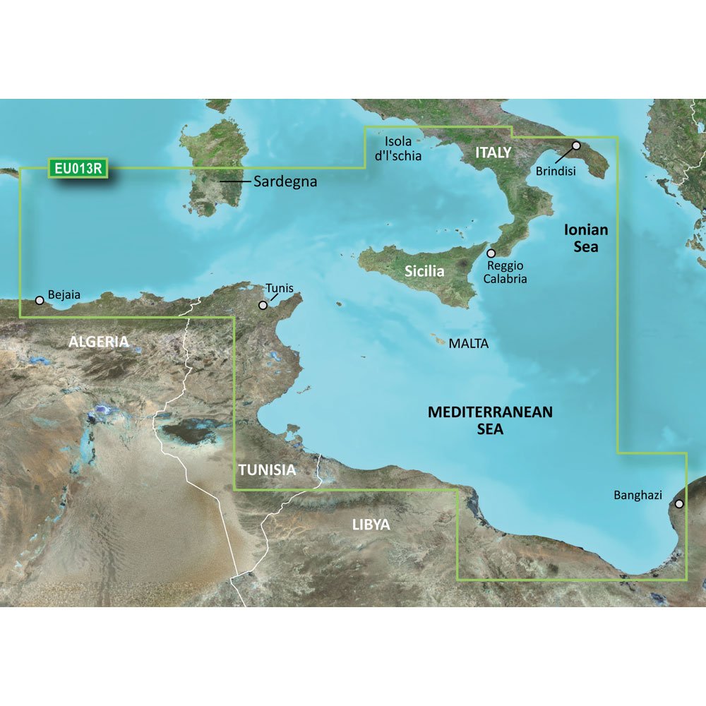 Garmin Bluechart G2 HXEU013R MicroSD/SD Card - Nautical Marine GPS Map for Italy Southwest & Tunisia Coastlines | Perfect for Boating, Fishing & Sailing Navigation