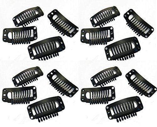 Wizme 12pcs Hair Extension Clips for Men & Women - Toupee Bonding Clips (Black, 25g) | Secure Hairpieces & Extensions for Daily Styling & Special Occasions