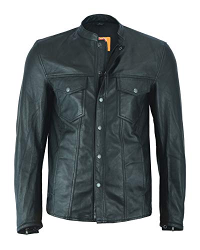 HIGHWAY LEATHER Men's Motorcycle Jacket - Lightweight Leather Shirt Style Biker Jacket for Riding & Casual Wear | Durable & Stylish Motorcycle Apparel for Men