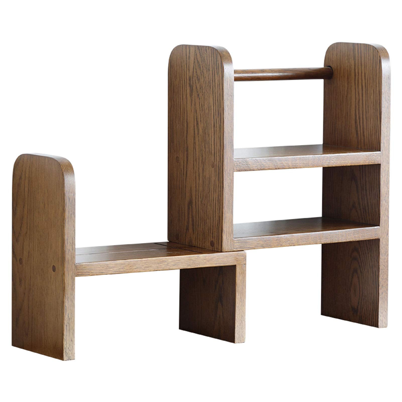 KerryShop Adjustable Multifunctional Desktop Storage Rack - Large Office & Home Bookshelf Organizer for Books, Files & Decor (Brown) - Perfect for Workspace, Living Room & Bedroom Organization