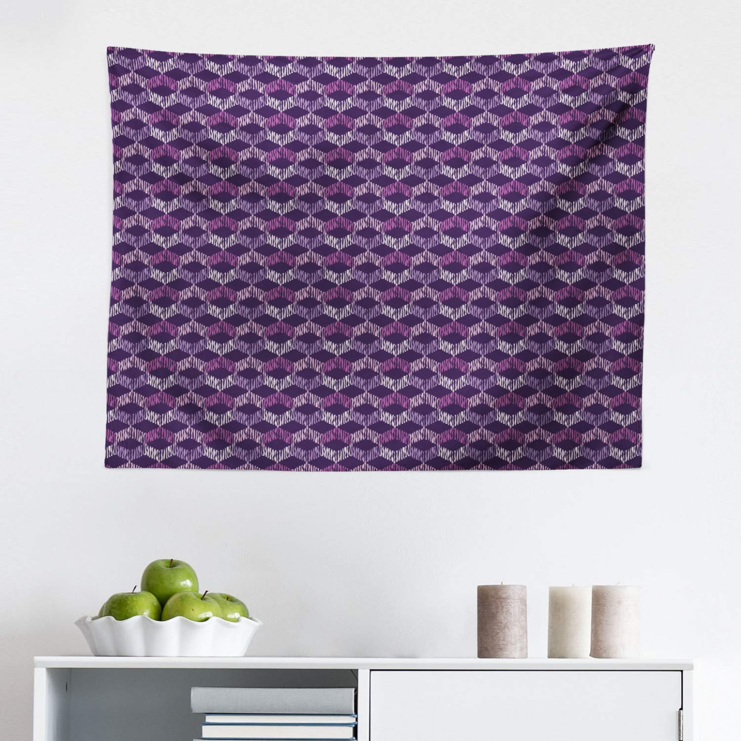 Ambesonne Abstract Tapestry Wall Hanging - Dreamy Repeating Pattern in Purple Fuchsia Colors, 28