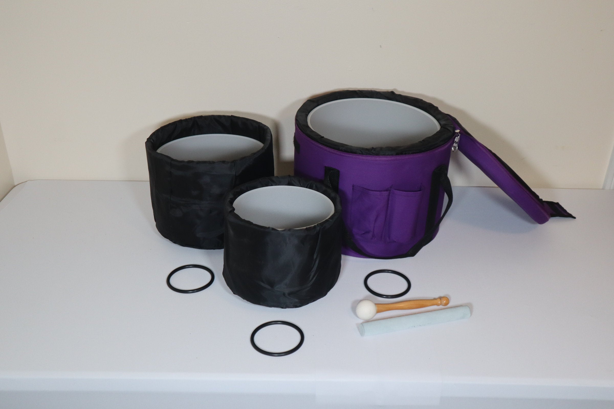 432 Hz 12/10/8 Inch 3-Piece Quartz Crystal Singing Bowl Set with Mallet, O-Ring & Purple Padded Carry Case - 99.99% Pure for Sound Healing, Meditation & Yoga