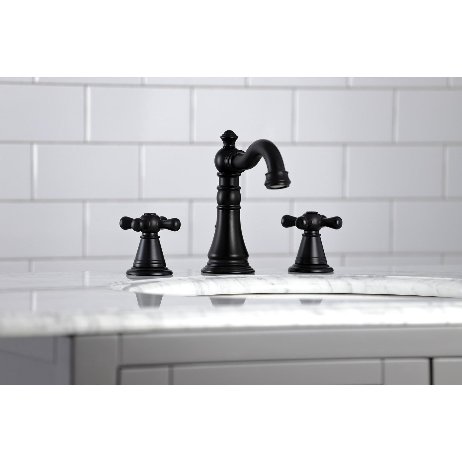 American Classic FSC1970AAX 3-Hole Widespread Bathroom Faucet with Brass Pop-Up Drain - Matte Black Finish - Perfect for Modern Bathroom Vanities and Powder Rooms