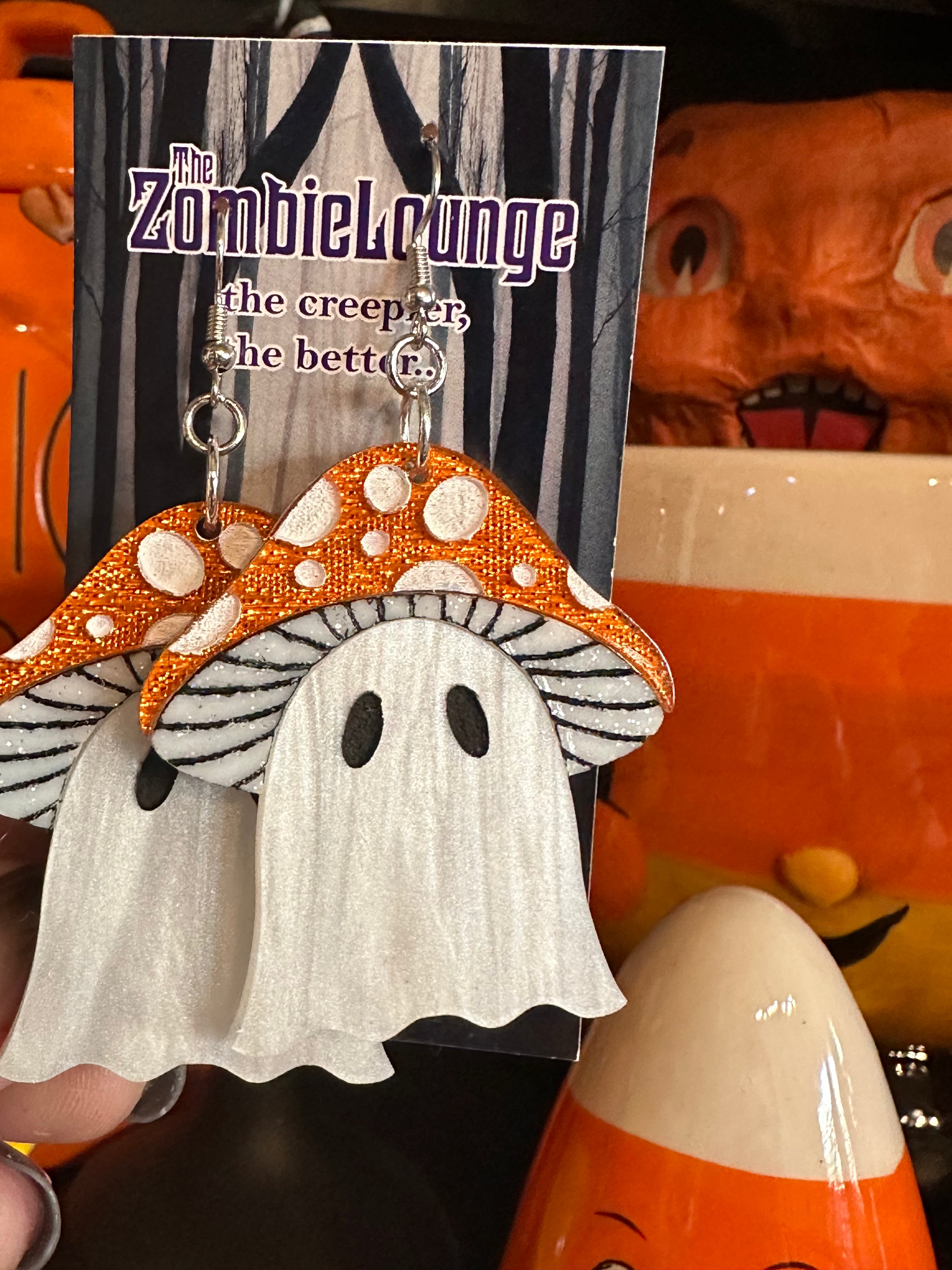 Unique Mushroom Ghost Earrings for Women - Cute & Spooky Halloween Jewelry Gift - Perfect for Costume Parties & Gothic Fashion