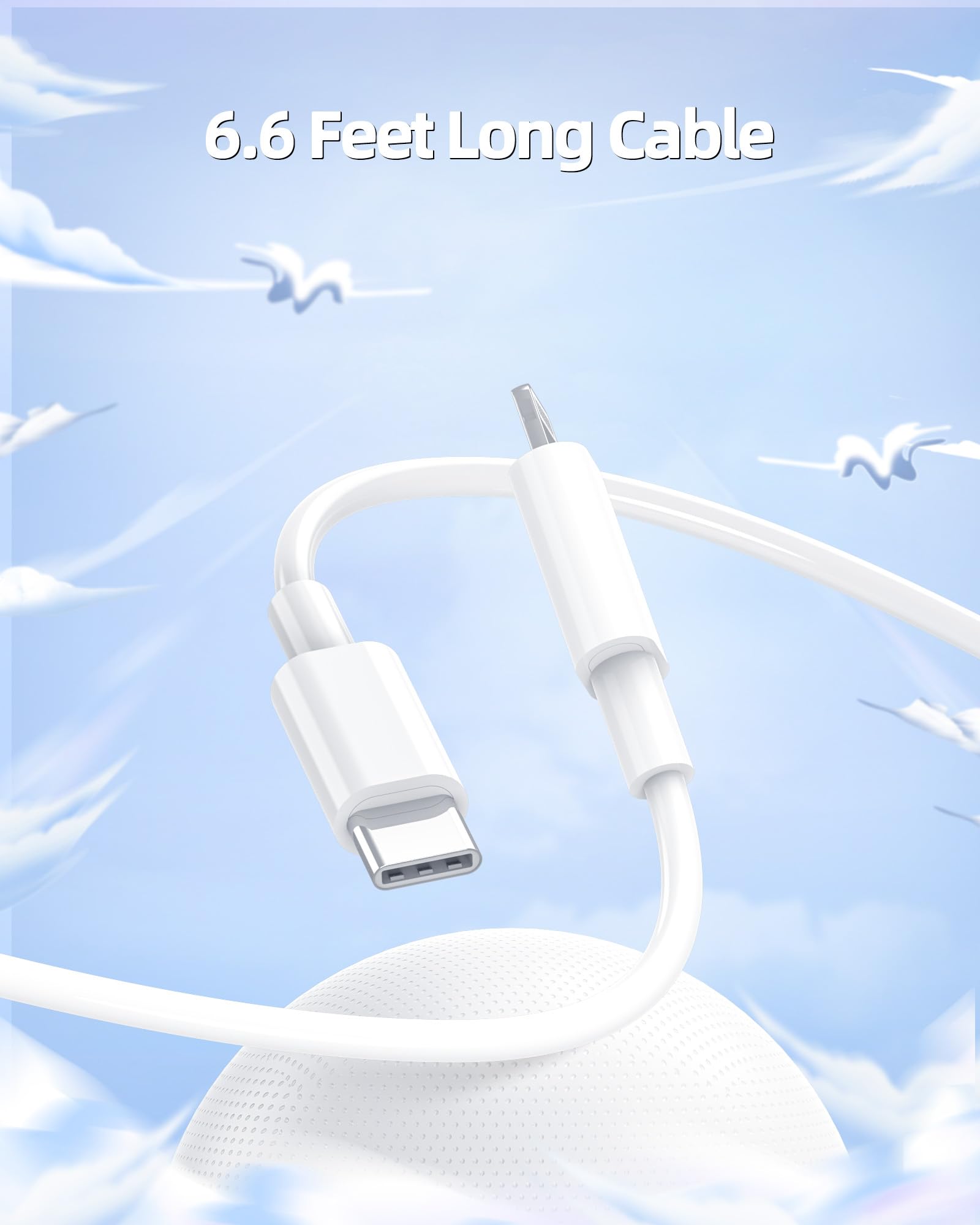Apple MFi Certified 20W Fast Charger with 6.6Ft USB-C to Lightning Cable - Compatible with iPad Mini 5 (5th Gen 2019) A2133/A2124/A2126/A2125 - Perfect for Home, Office & Travel Charging