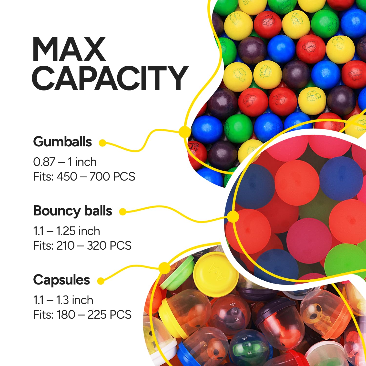 Premium Gumball Machine for Kids & Adults - Bubble Gum Vending Machine for Candy, Bouncy Balls, Capsules & Small Toys - Perfect for Birthday Parties, Arcades & Retail Stores