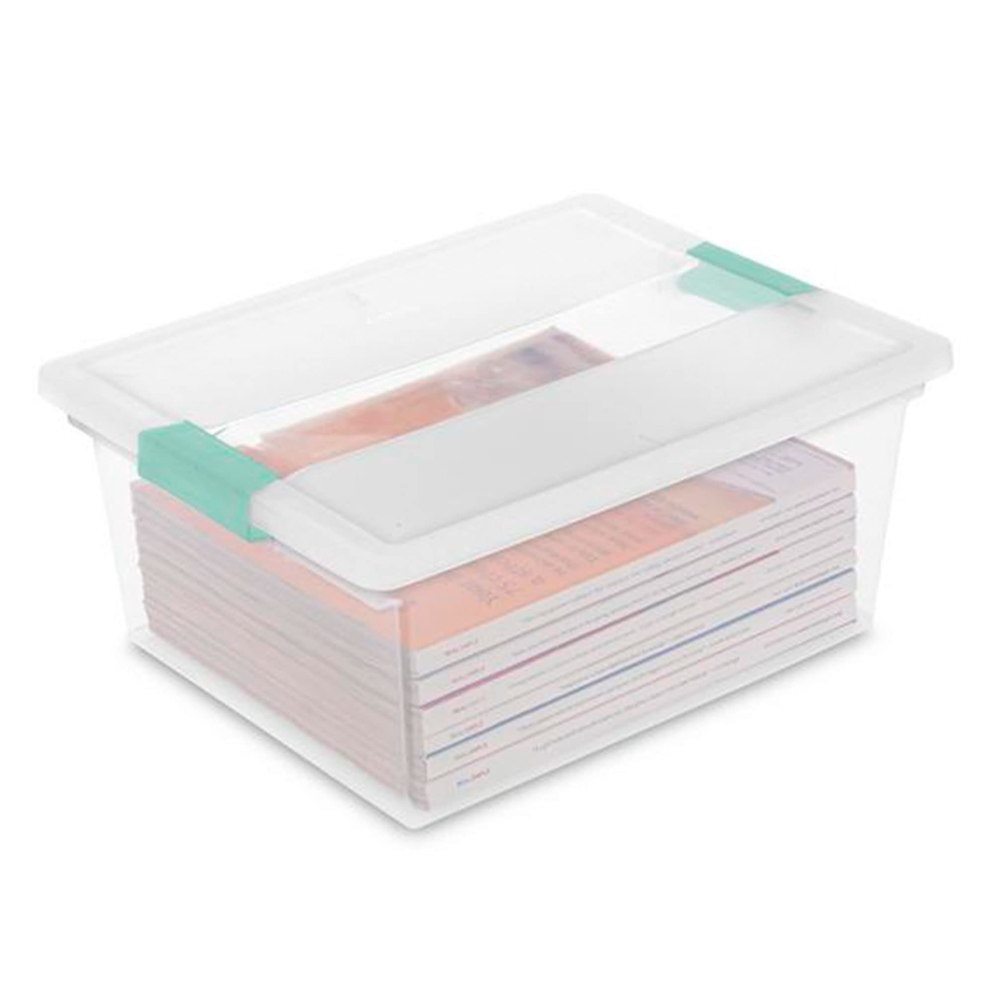 Sterilite Deep Clip Storage Box Container with Lid - Clear Plastic Organizer Bins (8 Pack) & Medium Clip Box Set (4 Pack) for Home, Office, Craft Room Organization - Perfect for Closet, Pantry, Toy & Craft Supply Storage