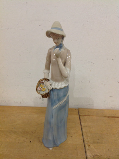 12-Piece Porcelain Girl with Basket Figurine Set - Perfect for Home Decor, Gift Giving, and Collectibles