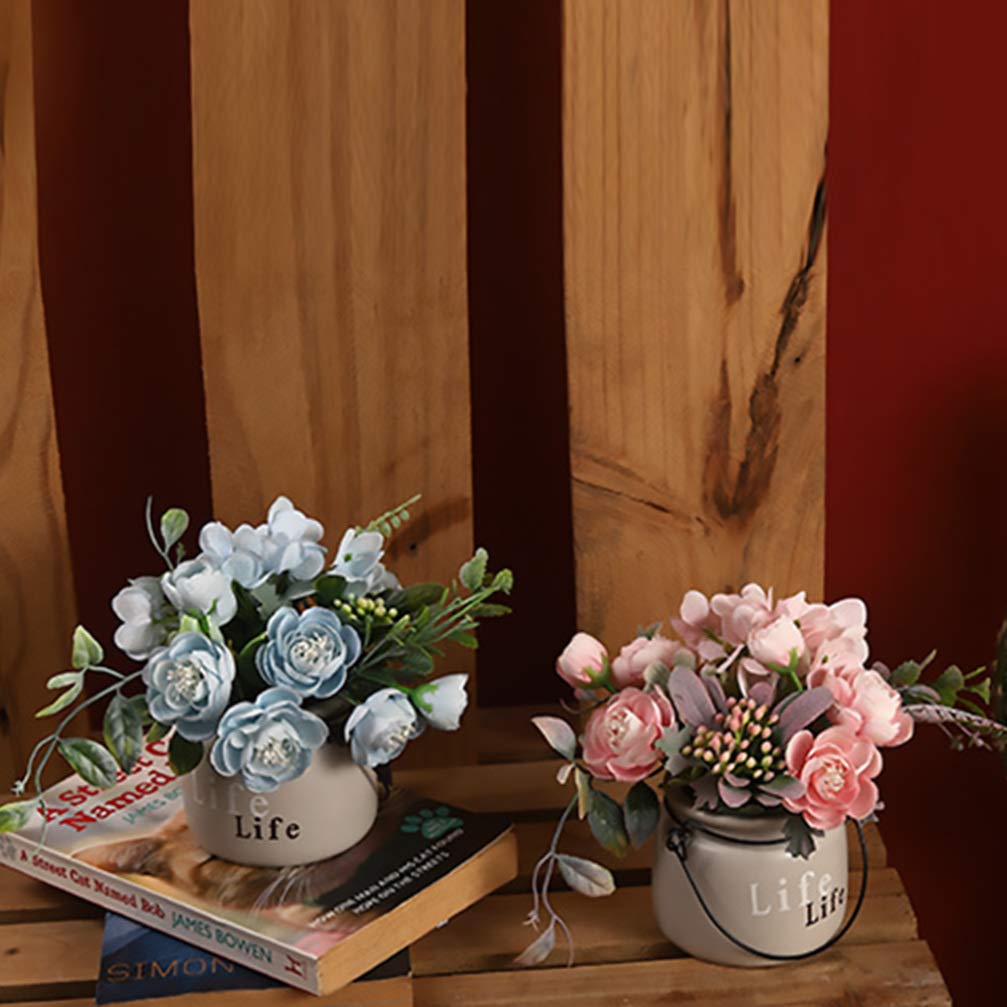 BESPORTBLE Artificial Hydrangea Ceramic Potted Plant - Realistic Fake Flower Home Decor for Living Room, Office, Wedding Centerpiece - 12