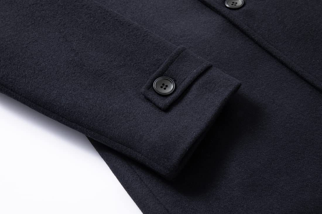 Men's Classic Double Breasted Wool Blend Pea Coat - Mid Long Trench Coat for Winter | Warm & Stylish Outerwear for Business, Office & Formal Occasions