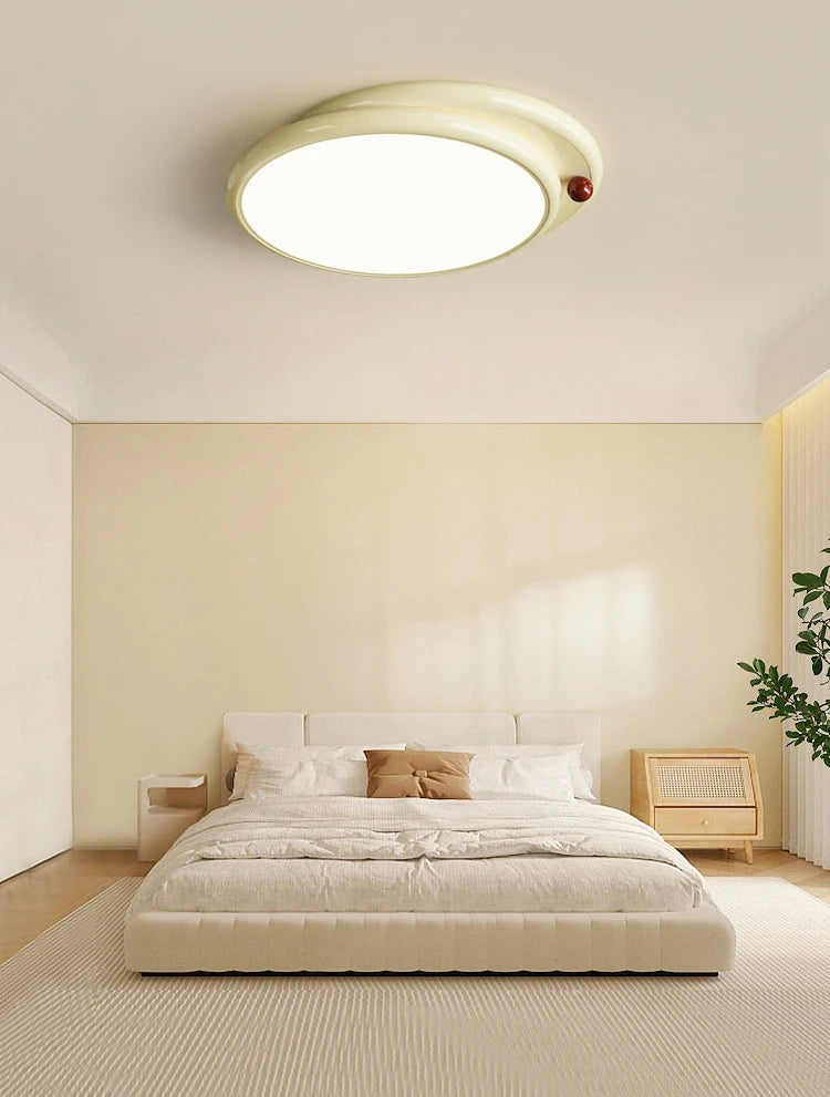 Nordic Style Cream White Ceiling Lamp - Modern Minimalist Lighting Fixture for Living Room, Bedroom, and Dining Room