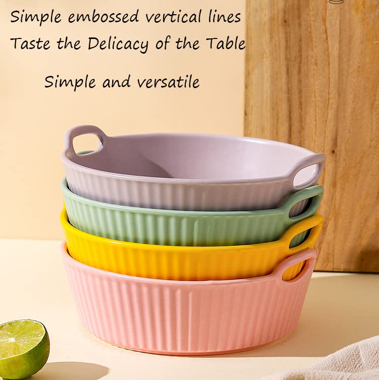 Ceramic Baking Dish - Round Glazed Oven Safe Bakeware for Cakes, Pies & Casseroles - Pink Kitchen Dinnerware for Baking, Cooking & Serving - Perfect for Home, Banquets & Daily Use