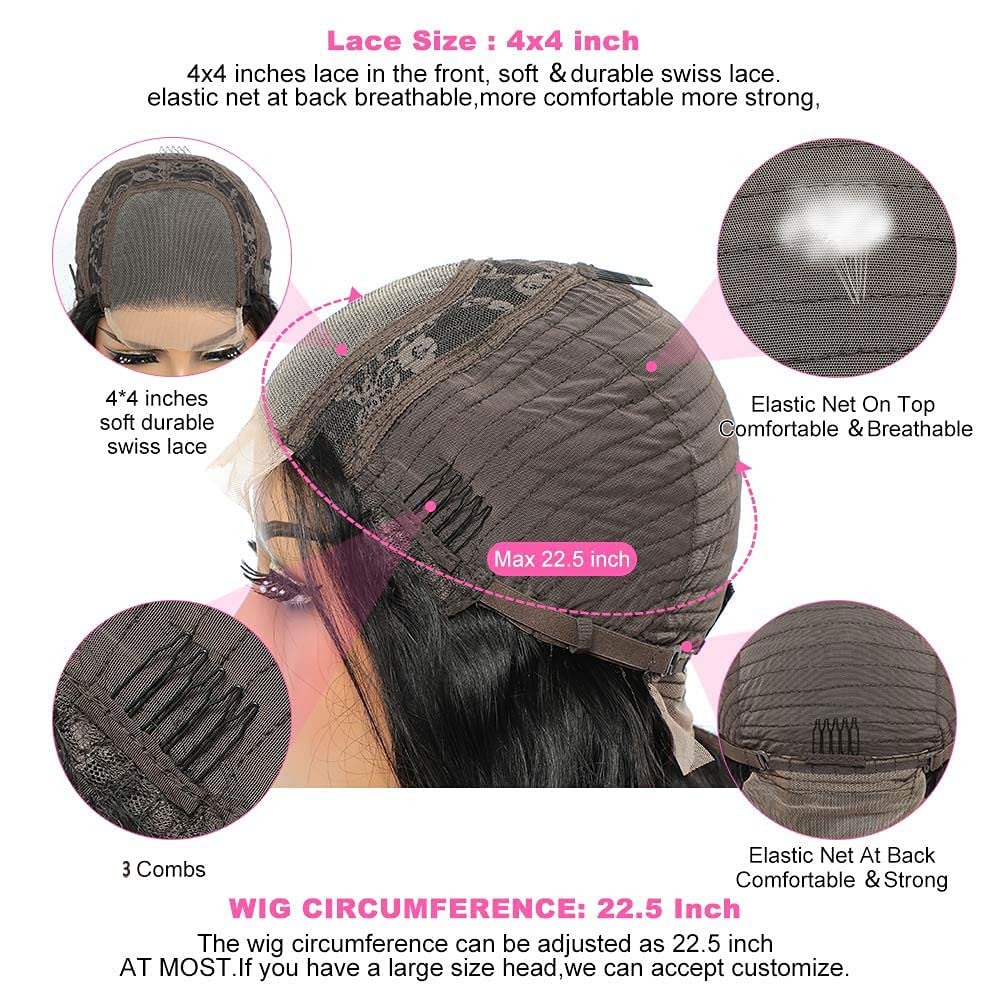 18 Inch Body Wave Lace Front Wigs Human Hair for Black Women - 4×4 Lace Closure Wigs with Pre Plucked Baby Hair & Bleached Knots | Glueless Brazilian Virgin Hair Wigs in Natural Color | Perfect for Daily Wear, Special Occasions & Protective Styling