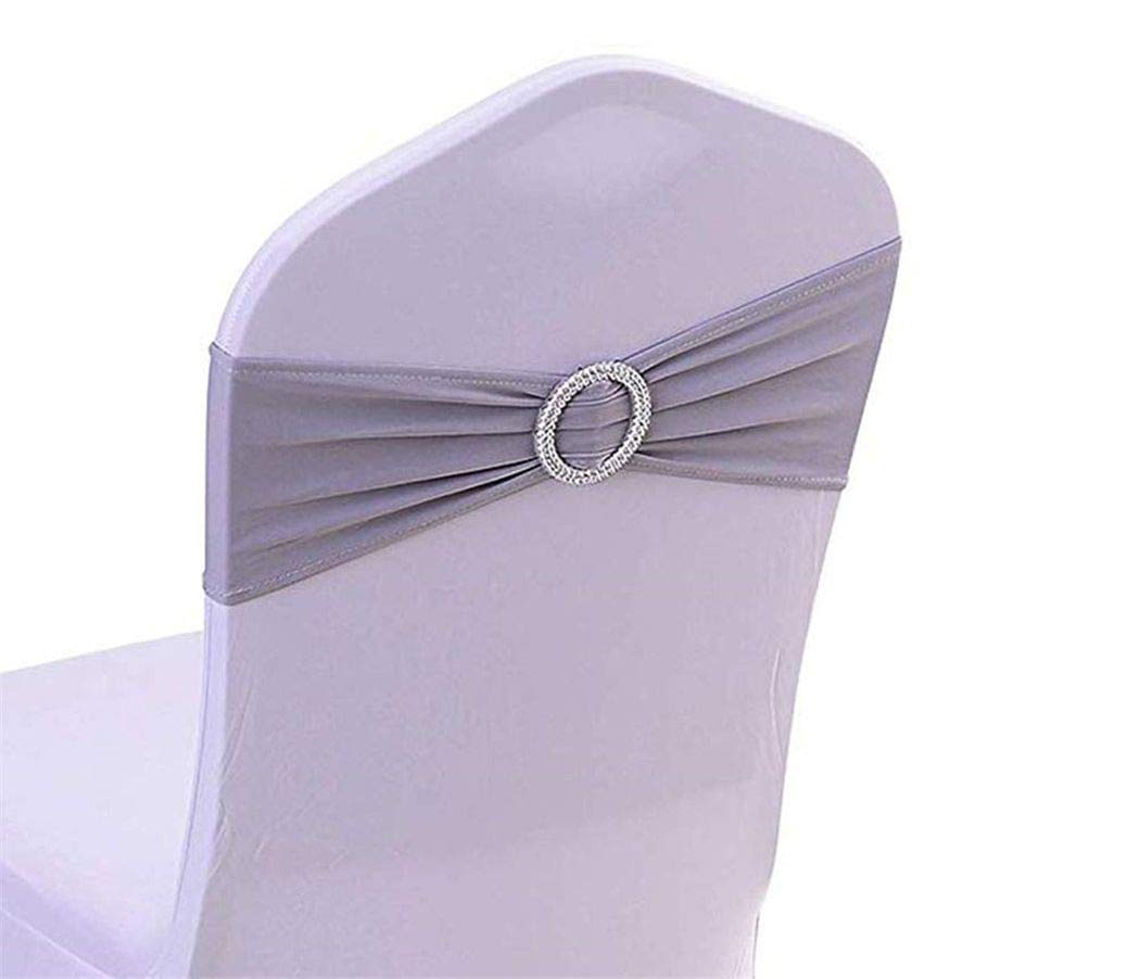 25PCS Elastic Chair Sashes for Wedding Decorations - Adjustable Chair Bands with Buckle for Party, Evening & Special Events - Gray - Perfect for Wedding, Banquet & Reception Decor