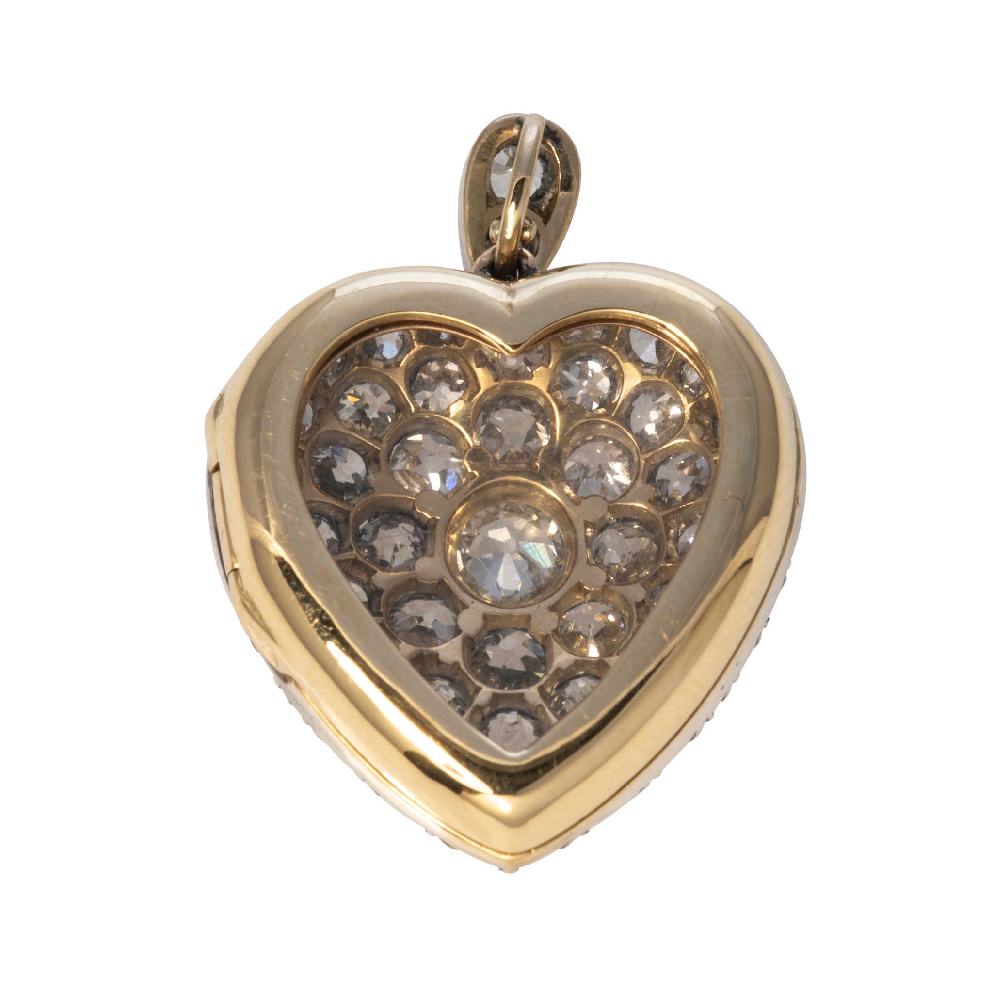 Victorian 4 Carat Total Weight (4ctw) Old Mine Cut Diamond Pavé Heart Pendant Necklace - 14K Gold Romantic Gift for Anniversary, Valentine's Day & Special Occasions