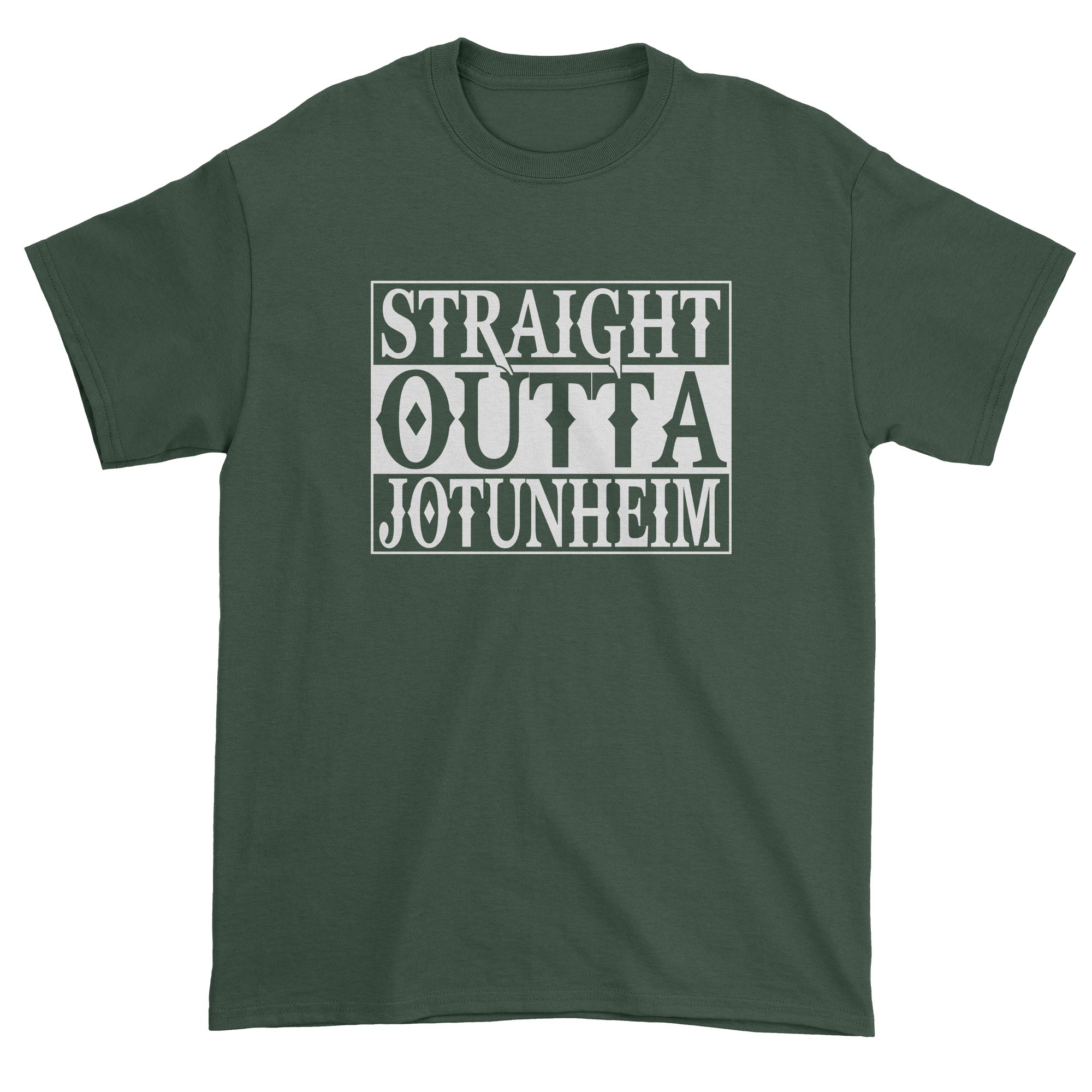 FerociTees Men's Straight Outta Jotunheim Norse God Gaming T-Shirt | Viking Mythology Graphic Tee for Gamers & Anime Fans | Perfect for Cosplay, Conventions & Casual Wear