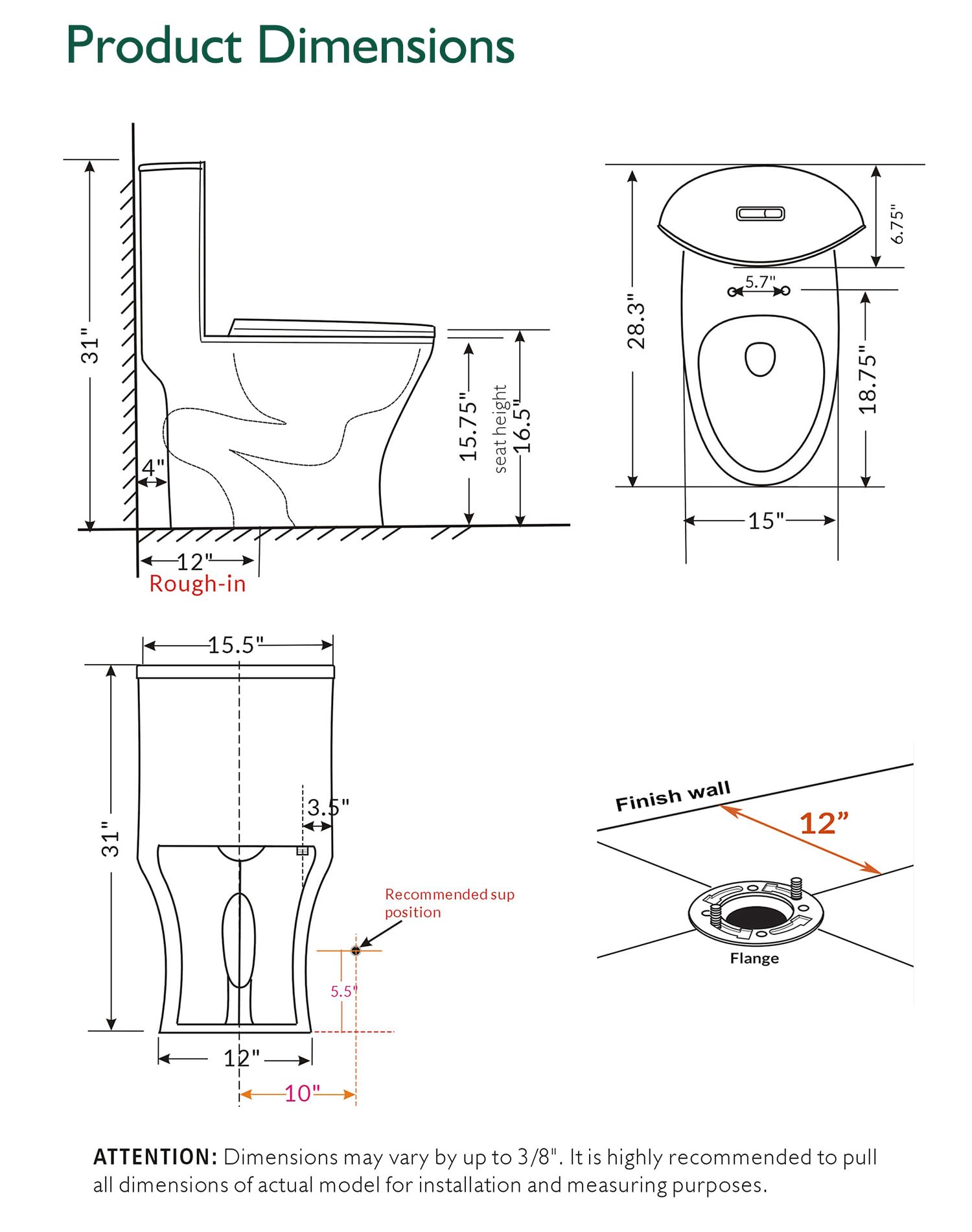 WinZo Modern One Piece Toilet with Sleek Design - Dual Flush Water Saving WZ5020 (Matte Grey) - Perfect for Small Bathrooms, Apartments & Contemporary Homes