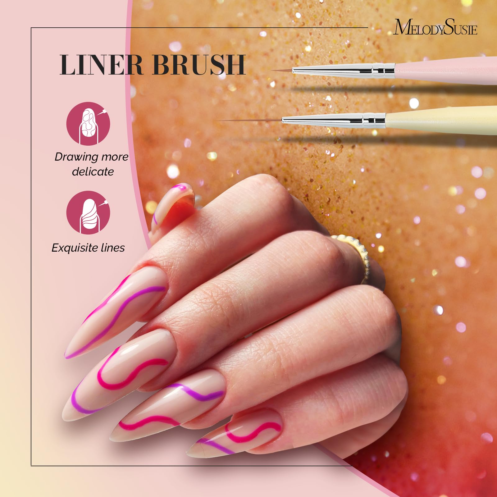 MelodySusie 6pcs Nail Art Brushes Set for DIY Salon & Home Use