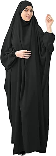 Alilyol Muslim Women's Loose Full Cover Long Dress with Hijab Hood - Modest One-Piece Abaya for Prayer, Home & Outdoor Wear