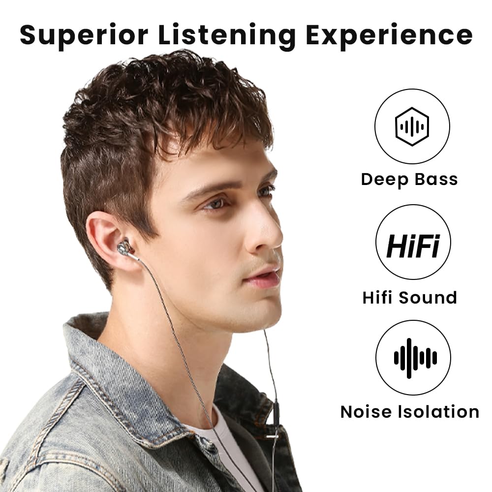 QKZ DM9 Wired In-Ear Monitor Headphones with Noise Canceling & Built-in Mic - High-Performance Gaming Headset for PC, Mobile & Console Gaming | Perfect for Competitive Gamers & Music Lovers