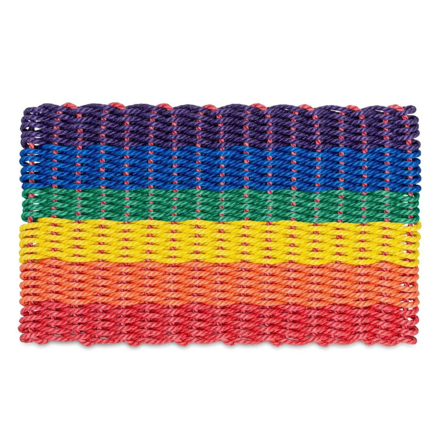Premium Outdoor Lobster Rope Doormat - All-Weather Woven Welcome Mat from Durable Nautical Rope (Rainbow Stripe, 24x36 Inches) - Perfect for Front Door, Patio, Deck & Beach House Entryway