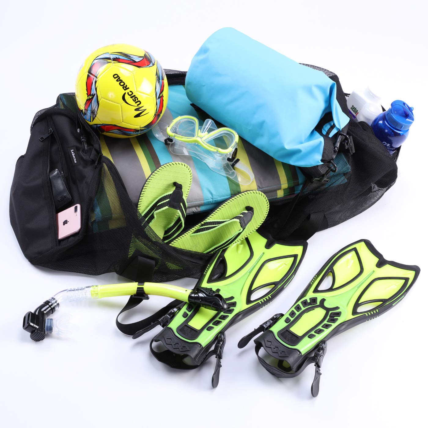 Large Waterproof Beach Bag with Zipper - Lightweight Mesh Toy Storage for Pool, Sand & Swim Gear - Perfect for Beach Trips, Pool Parties & Summer Vacations