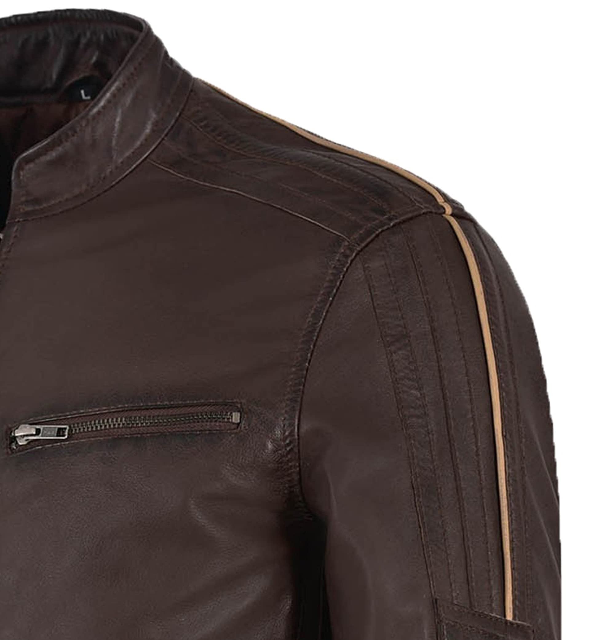 Genuine Leather Motorcycle Jacket for Men - Premium Biker Jacket - Real Cowhide Leather Jacket - Stylish & Durable Men's Outerwear for Riding, Casual Wear & Outdoor Adventures