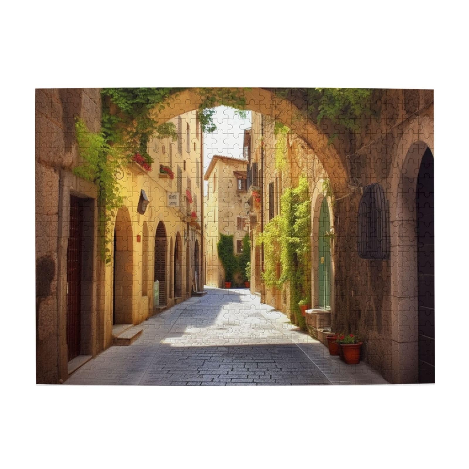500-Piece Italian Street Wooden Jigsaw Puzzle for Adults - Personalized Photo Puzzle, Classic Family Board Game (20.4