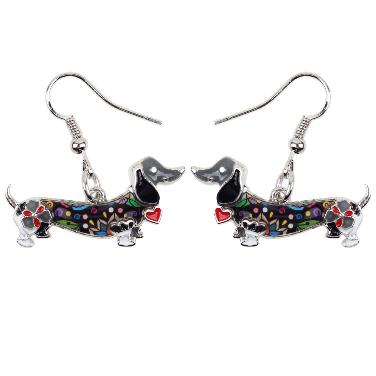BONSNY Enamel Dachshund Dog Earrings for Women - Funny Pet Jewelry Gift for Dog Lovers