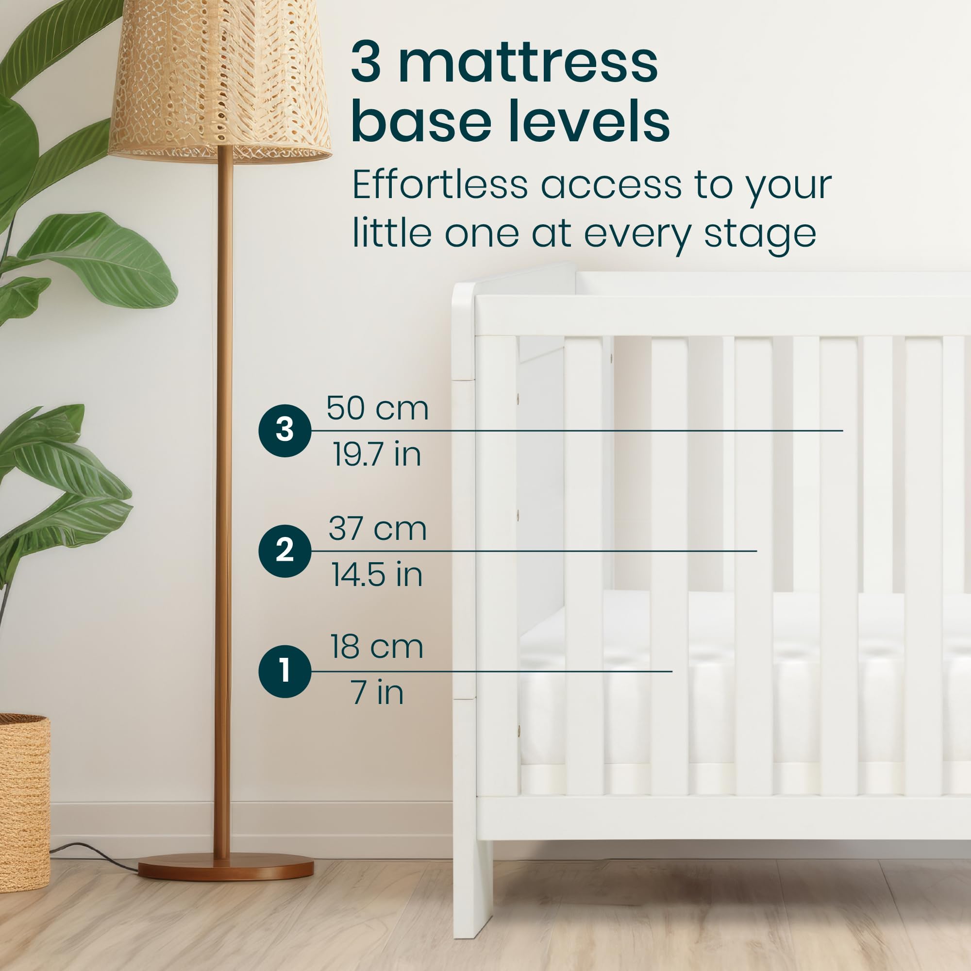 Tutti Bambini Alba 3-in-1 Convertible Baby Crib - Wooden Toddler Bed & Day Bed with Adjustable Base, White (140x70cm) | From Newborn to 6 Years | Nursery, Bedroom & Guest Room Sleeping Solution