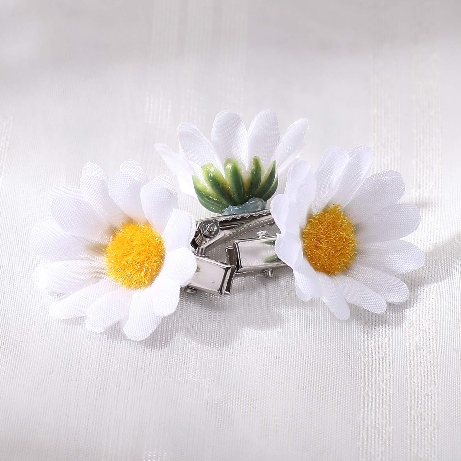 Beaupretty 12PCS Daisy Hair Clips - Floral Hair Barrettes for Women, Girls | Wedding, Bridal, Party, Everyday Hair Accessories | Cute Flower Hairpins for Boho, Summer, Beach Styles
