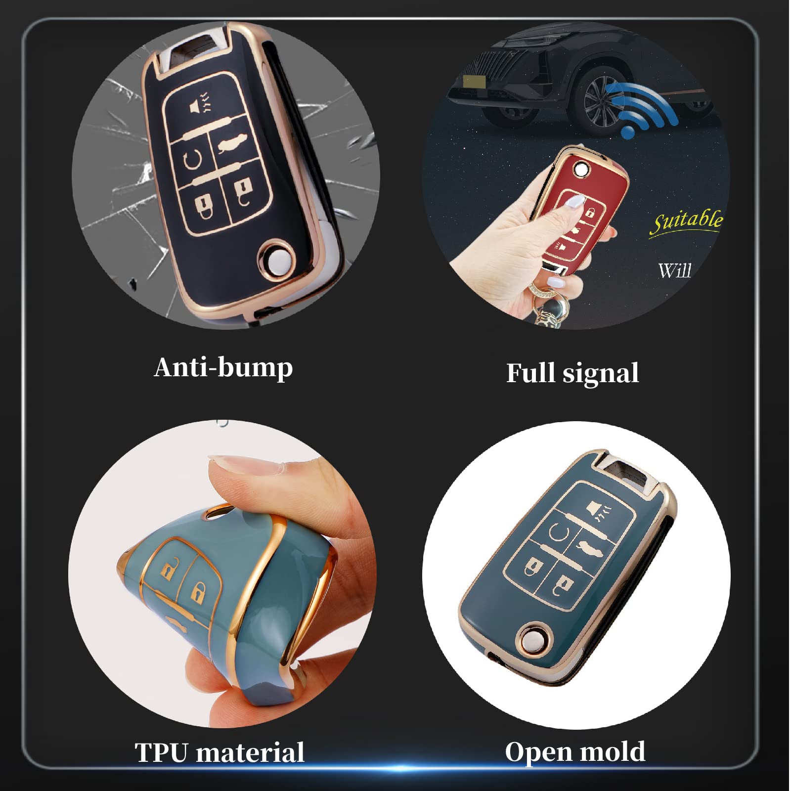 Fashion Key Chain Bracelet Key Holder for Chevrolet Chevy Equinox Camaro Cruze Malibu Sonic Volt Spark Buick Encore GMC - Car Keys Organizer for Women & Men, Perfect for Daily Use and Travel Accessories