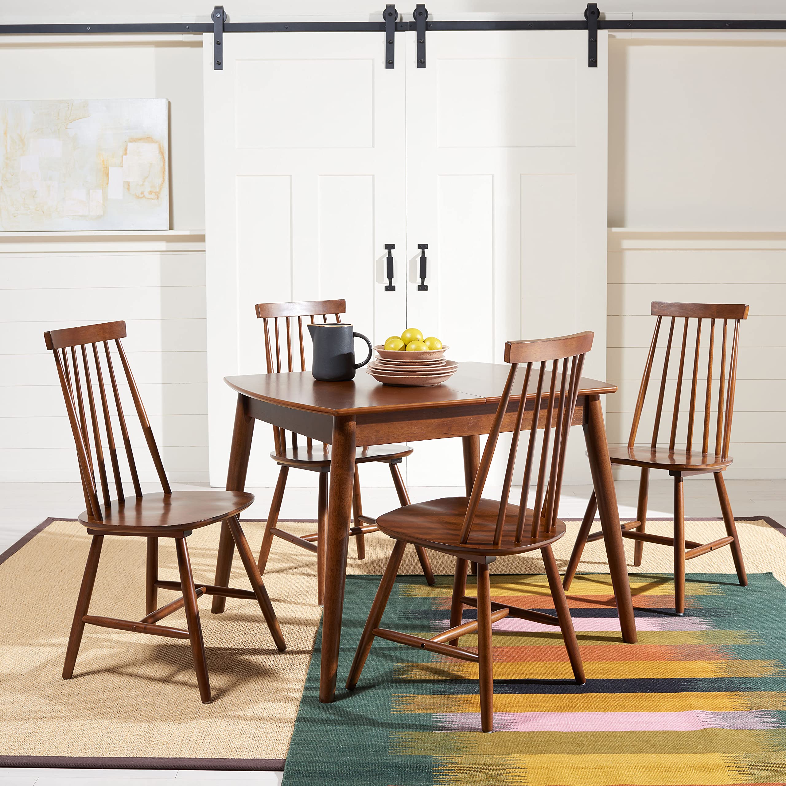 SAFAVIEH Home Collection Varda Walnut Manual Extension Dining Table - Expandable Wooden Table for Small Space Dining Rooms & Entertaining Guests