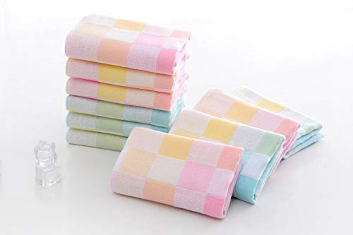 Premium Cotton Face Towels & Hankies Set - Soft, Absorbent, Check Print Design (Pack of 6) | Perfect for Skincare, Makeup Removal, Gym & Travel Essentials