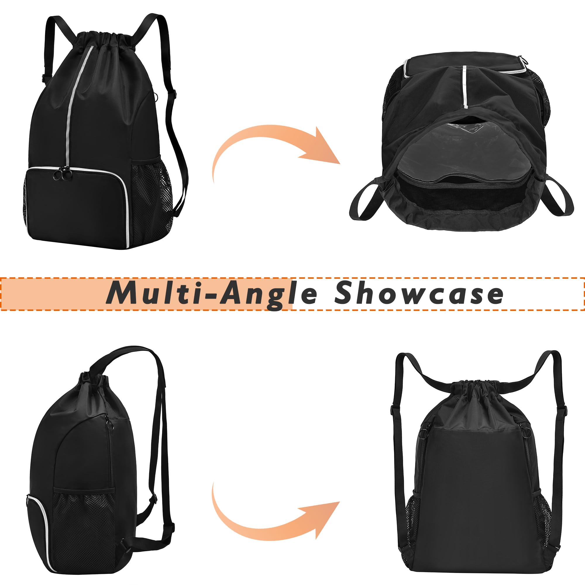 Large Drawstring Backpack with Shoe Compartment - Gym & Beach Bag for Men & Women