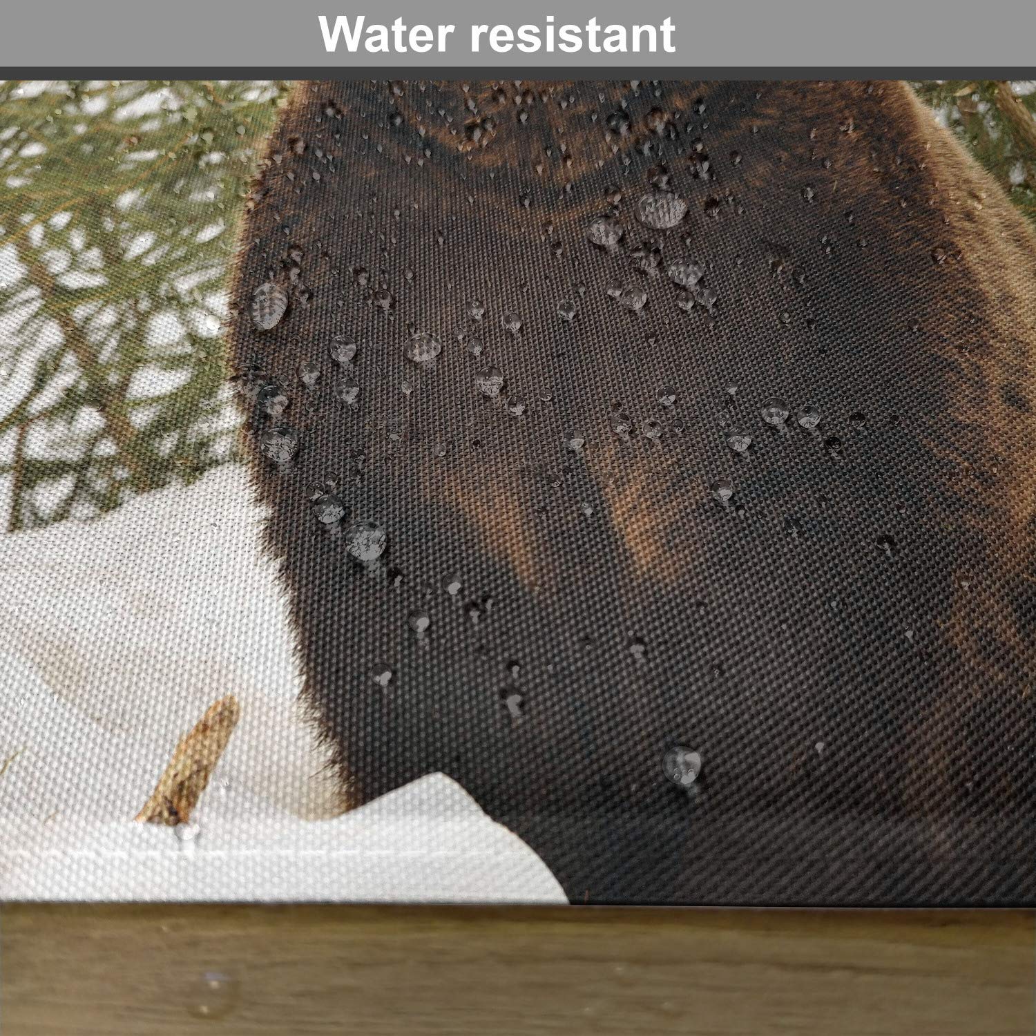 Lunarable Nature Place Mats Set of 4 - Wild Grizzly Bear in Snowy Winter Forest Design, Washable Fabric Table Mats for Dining Room, Standard Size Dark Brown - Perfect for Holiday Dinners, Cabin Decor & Wildlife Themed Parties
