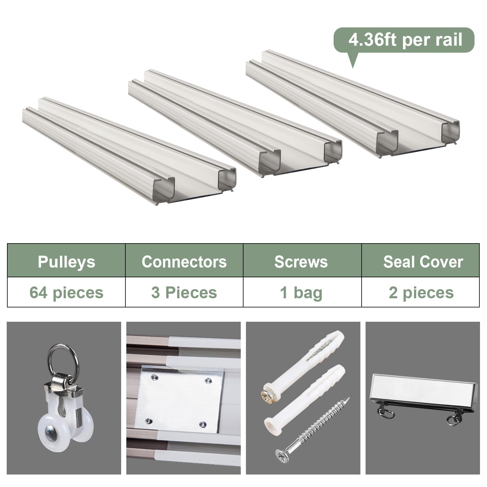 Heavy-Duty Double Curtain Track Rail - 13.1ft Champagne Ceiling Mount Room Divider for Living Room & Bedroom - Perfect for Home Office, Nursery, and Room Partitioning