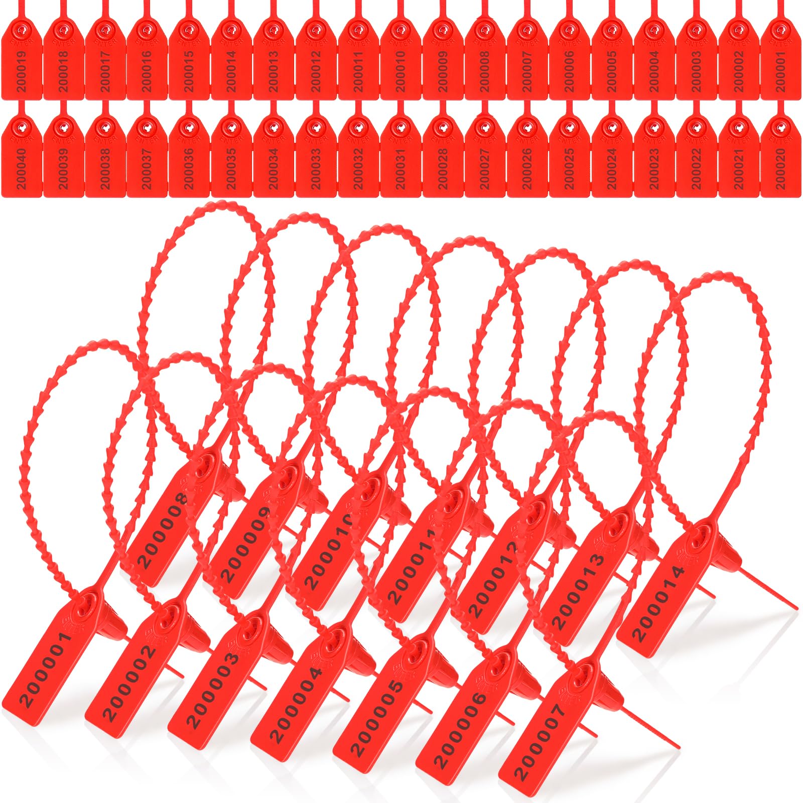 Roowest 2000 Pcs Plastic Tamper Proof Security Seals - Numbered Disposable Self-Locking Zip Ties for Fire Extinguishers, Equipment & Safety Signage (250mm Length, Red) | Ideal for Industrial Use, Warehouse Security & Safety Inspections
