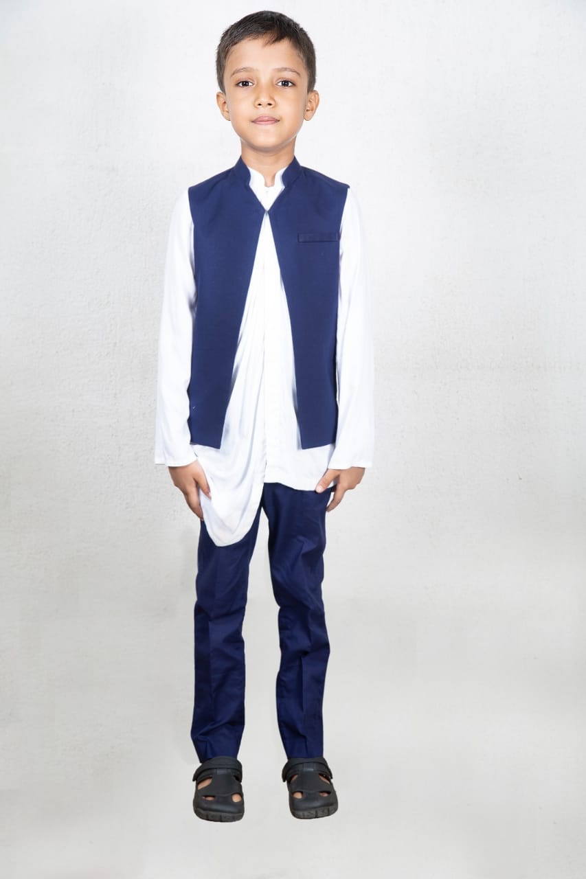 Pre Order: Stylish Drape Shirt with Half Jacket & Pant Set for Women - Elegant Office Wear & Evening Outfits