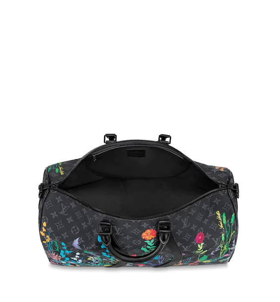 LV Keepall Bandouliere 50 Monogram Eclipse Foliage Travel Duffle Bag - Stylish Carry-On Luggage for Men & Women, Perfect for Weekend Getaways & Business Trips