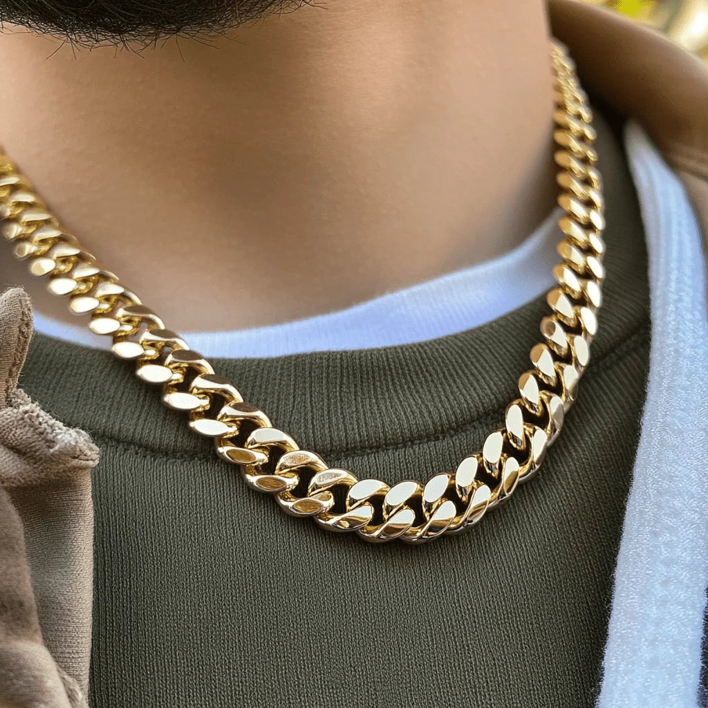 14K Solid Gold Miami Cuban Link Chain 8mm - Luxury Men's & Women's Jewelry for Parties, Gifts & Everyday Wear