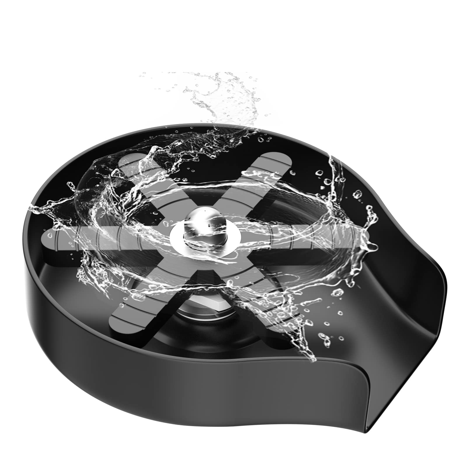 FONTOP 360° Rotating Glass Rinser Cup Washer - Stainless Steel Sink Faucet Attachment for Home Kitchen & Bar Countertop - Matte Black - Perfect for Cleaning Wine Glasses, Baby Bottles & Kitchen Utensils